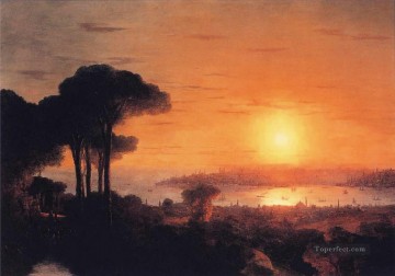 イワン・コンスタンティノヴィチ・アイヴァゾフスキー Painting - 黄金の角に沈む夕日 1866 ロマンチックなイヴァン・アイヴァゾフスキー ロシア